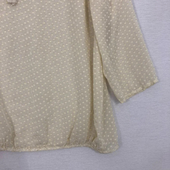 Tommy Bahama Cream Polka Dot Silk Tie Front Sheer Pullover Top XL - Picture 7 of 13
